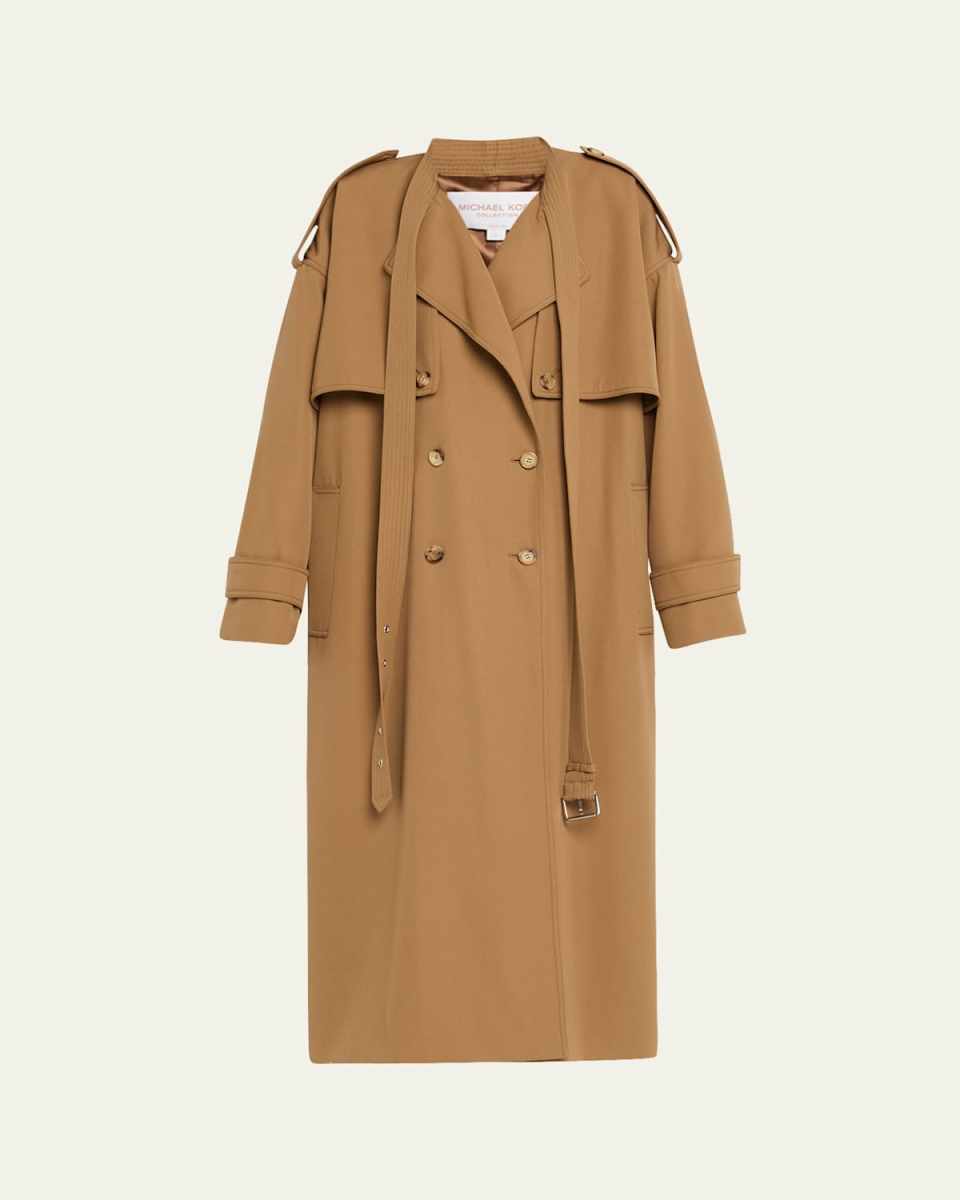 Wogab Belt-Neck Double-Breasted Trench Coat